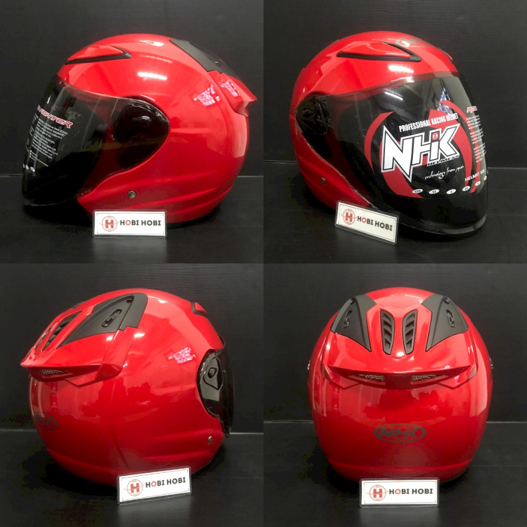 Helm NHK halfface NHK R6 Solid Red Polos Merah