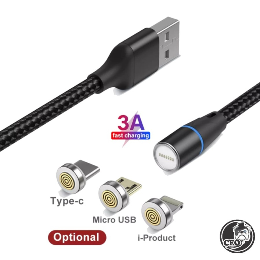 Kabel Data 3A Fast Charging Qc 3.0 Magnetic Micro USB Type C Iphone