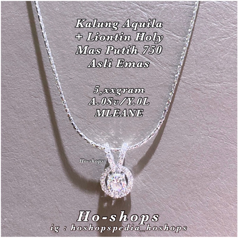 kalung + liontin mas putih kadar 750 asli emas