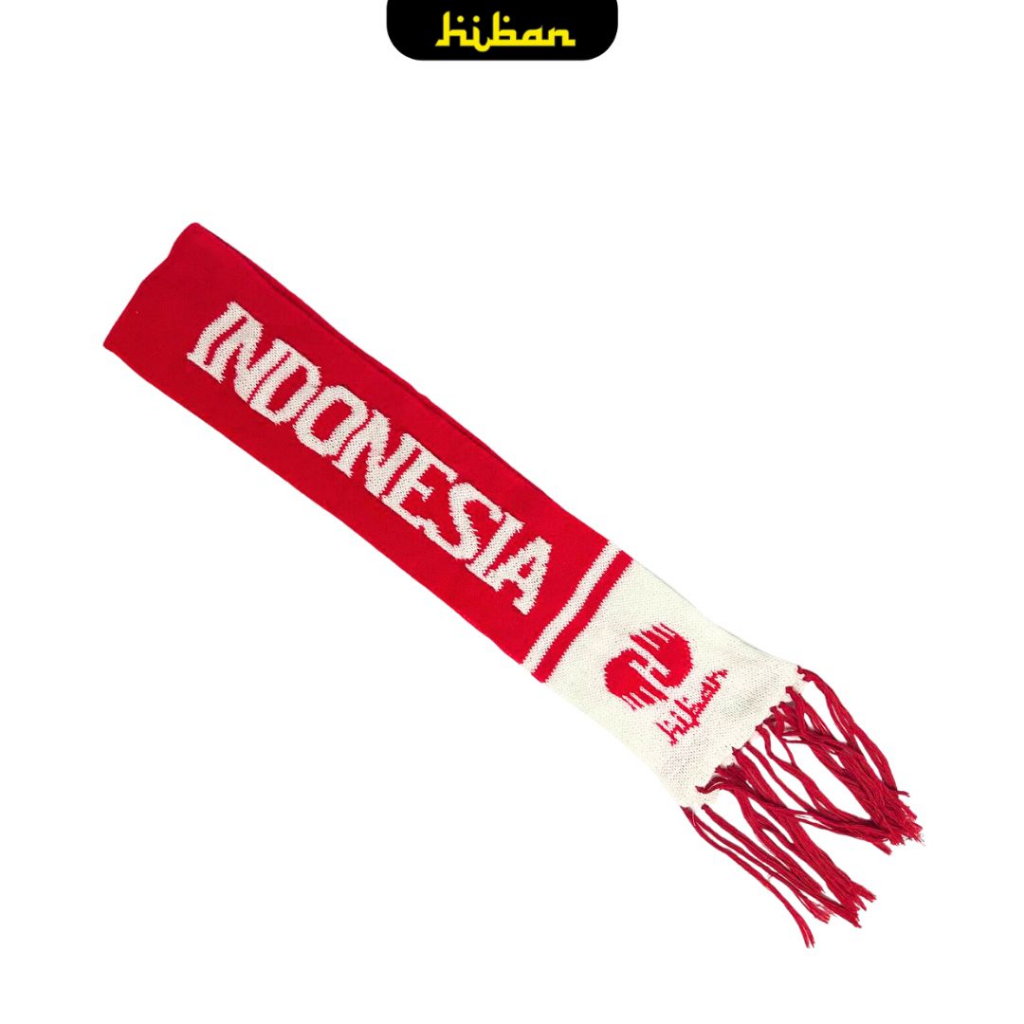 IML39 Syal Leher Rajut Jamaah Indonesia Merah Putih Haji dan Umroh Hiban Store