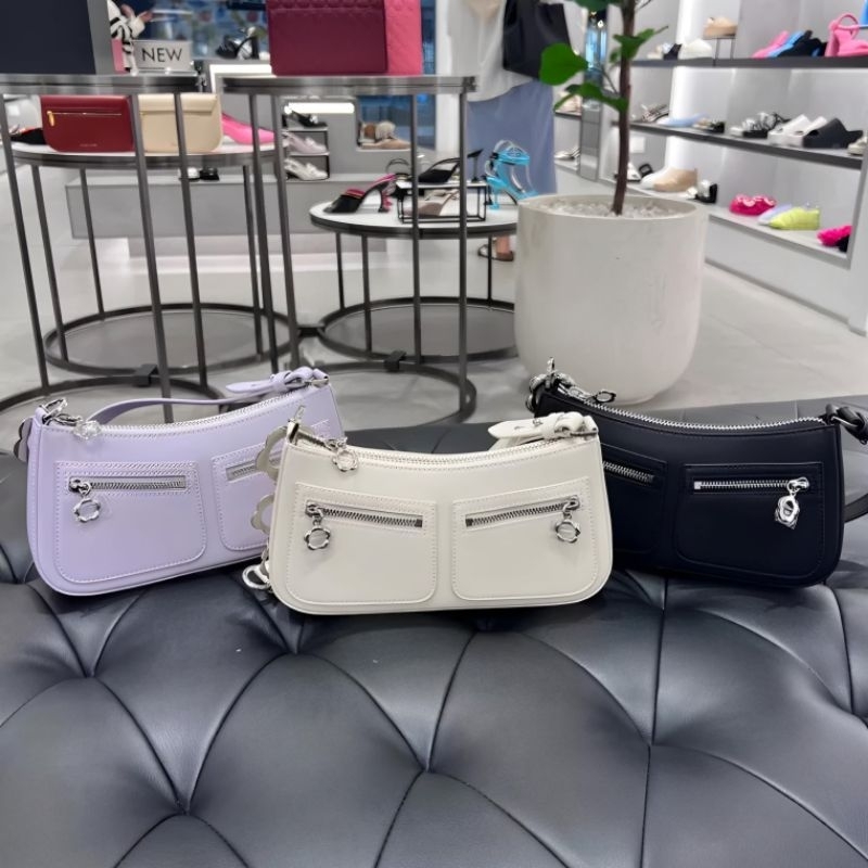 TAS C DENISE SELEMPANG SHOULDER BAG PUTIH HITAM LILAC UNGU