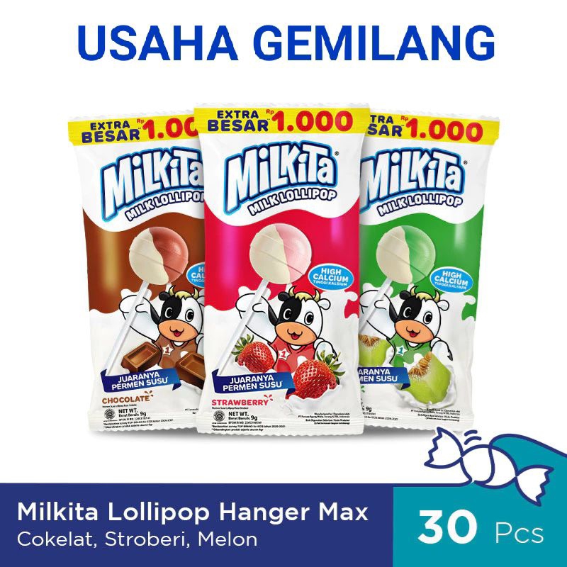 

Milkita Lollipop Hanger Max (1 Bag Isi 30pcs) - Permen Susu Lollipop Susu Permen Milkita Permen Rasa Susu Permen Susu Lolipop