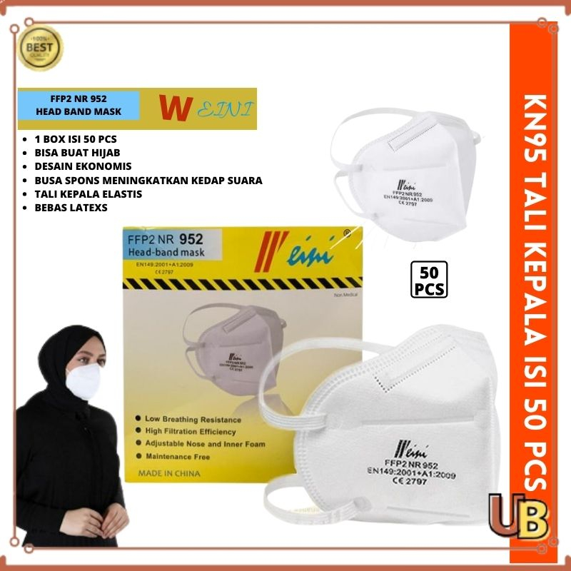 Masker KN95 Hijab Headloop Kemasan satuan 1 Box isi 50Pcs UDB