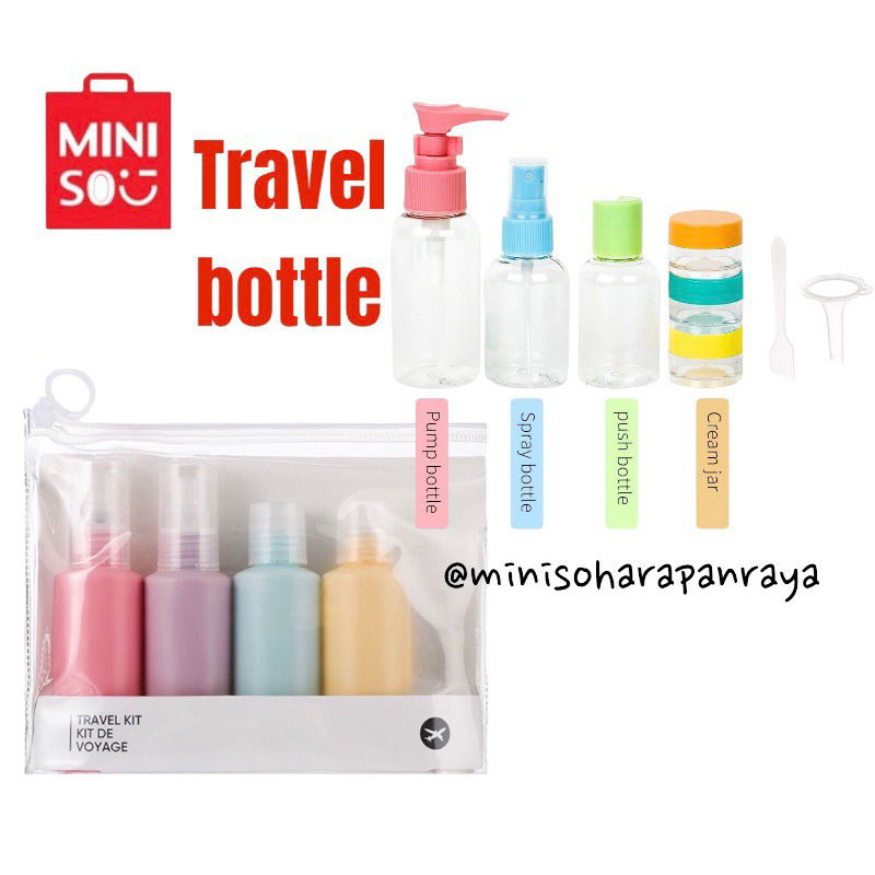 MINISO travel bottle kit/bottle traveling set isi ulang