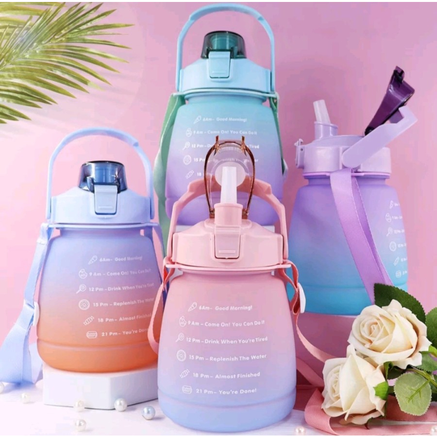 Botol Viral Gemoy 1.3 Ltr Tempat minum Gradasi Motivasi Botol Air Anak - Botol Minum Anak Gemoy Vira