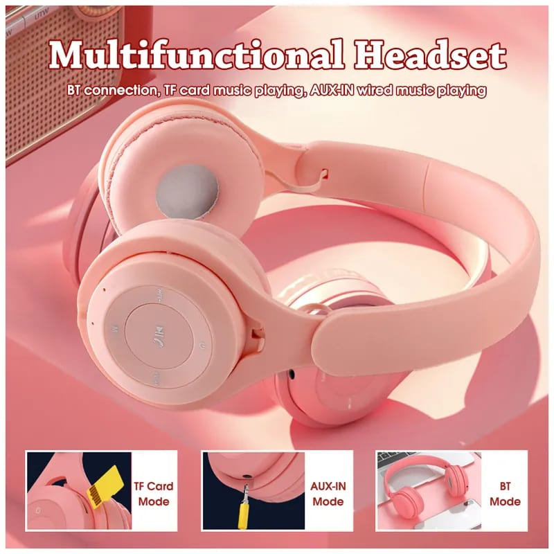 Headset Candy Macaron Wireless Bluetooth Y08 Bando Stereo Xtra Bass Headphone Earphone Gaming Extra Bass