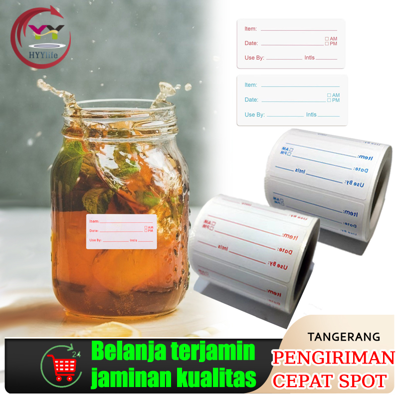 500pcs /Roll Stiker Penyimpanan Makanan Perekat Diri/Label Isi Tanggal Makanan Kulkas/Stiker Botol B
