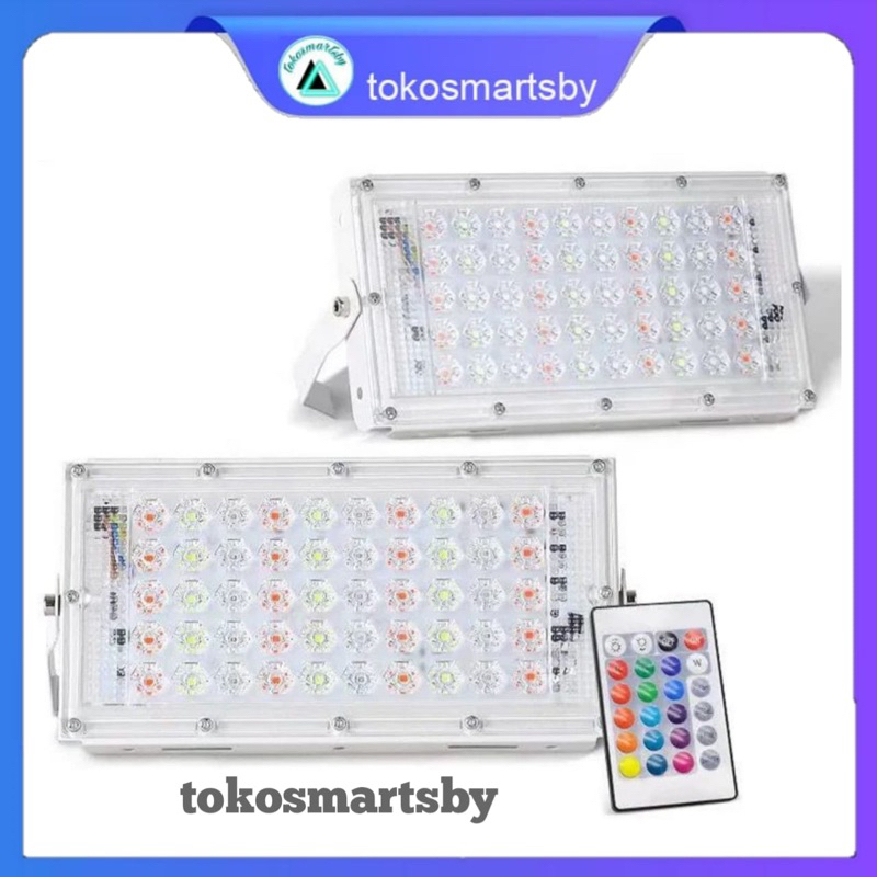 Lampu Kap Sorot RGB 50 Watt IP 66 / Waterproof + Remote