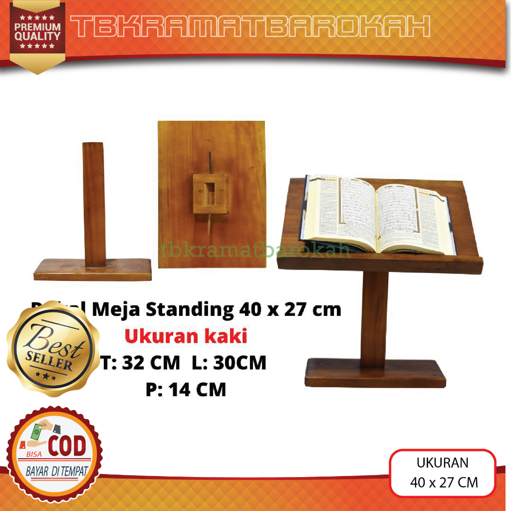 Rekal Standing Meja 40 X 27 Cm Rehal Meja Rekal Dampar Meja Laptop Meja Ngaji Meja Baca Al Quran Kay