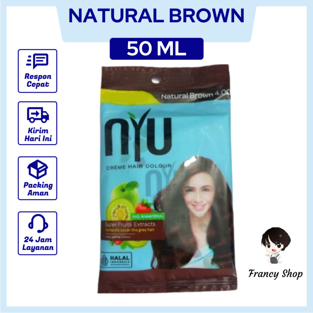 Pewarna Rambut NYU Hair Colour Natural Brown Semir Coklat Sachet