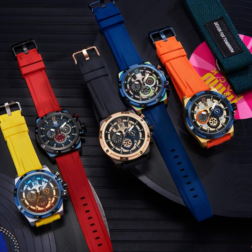 [SALE] TimelessCorp - Jam Tangan Pria Cowok T5 H 3867G Rubber Stainless Box Set Special Edition Orig