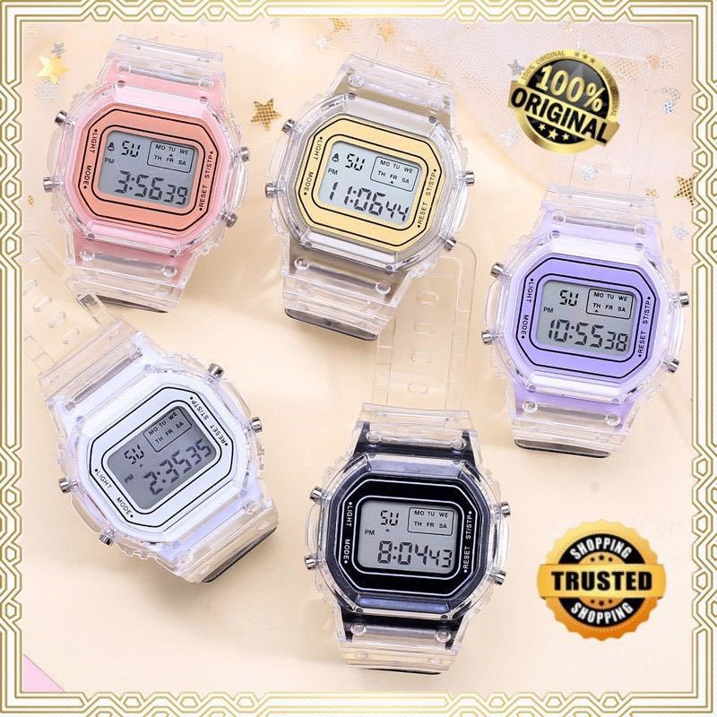 Jam tangan digital anak/dewasa wanita motif kotak