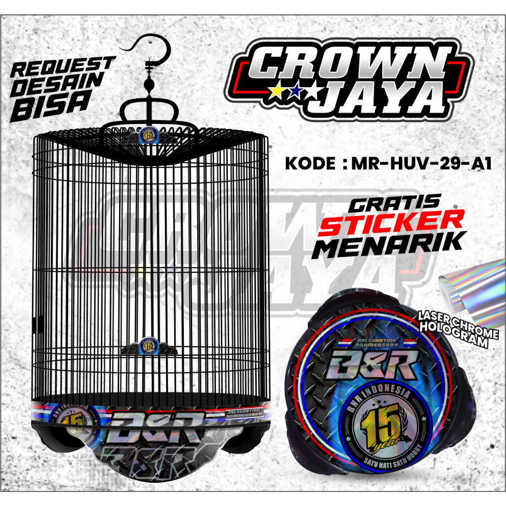 Stiker Decal Sangkar Murai BNR 15 Tahun Custom Hologram Premium - Decal Sangkar Murai Batu BNR Indon