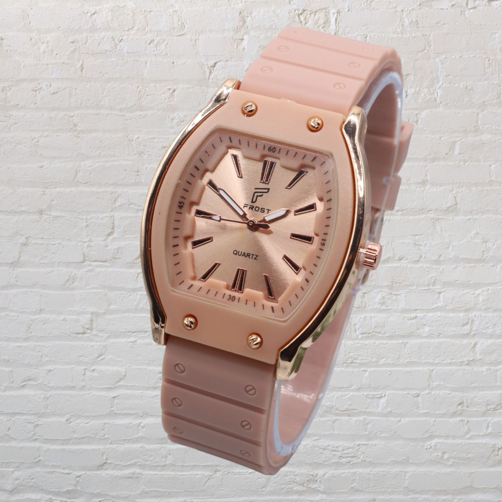 ( BISA COD ) JAM TANGAN FASHION WANITA FROST TALI RUBBER ANTI AIR