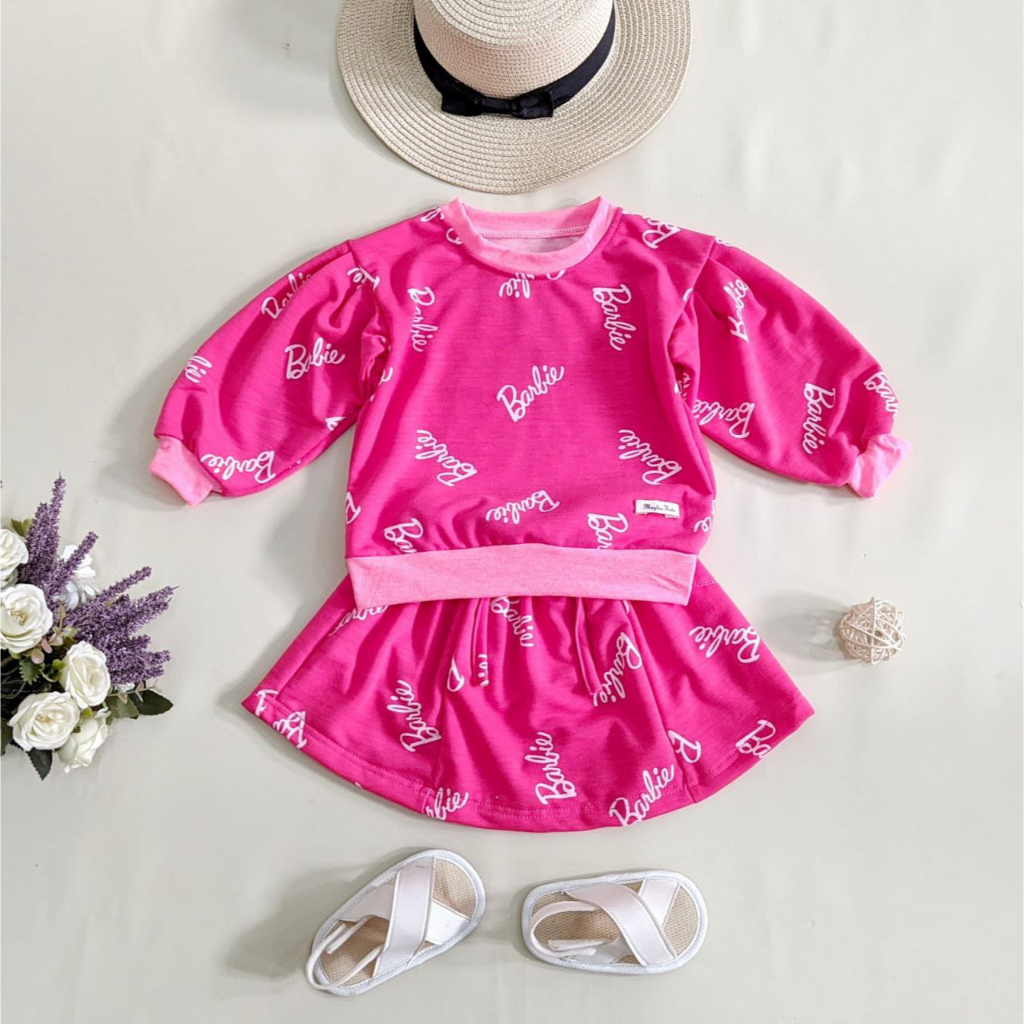 LEPETITE BAJU ANAK PEREMPUAN SETROK BARBIE BAJU MOTIF BARBIE 1-5 TAHUN MYBEE