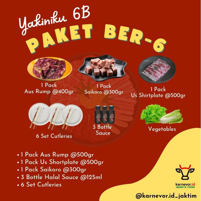 

Paket Daging BBQ/ Paket BBQ/ Paket 6 Orang/ Paket Yakiniku/Daging Aus Rump