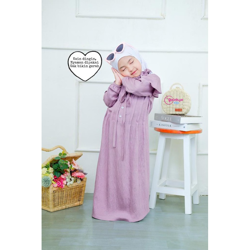 ADINDA DRESS OOTD ANAK/ BAJU NGAJI ANAK PUTIH DAN WARNA