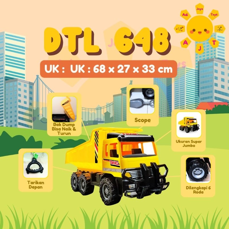 shp dtl 648 mobil truk pasir jumbo // mainan anak truk ban 6 angkut pasir // ride on truk jumbo bak 