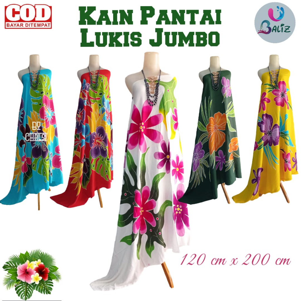paket usaha 4 pcs kain pantai Lukis Jumbo - kain pantai bali - kain bali - kain pantai - sarung pant