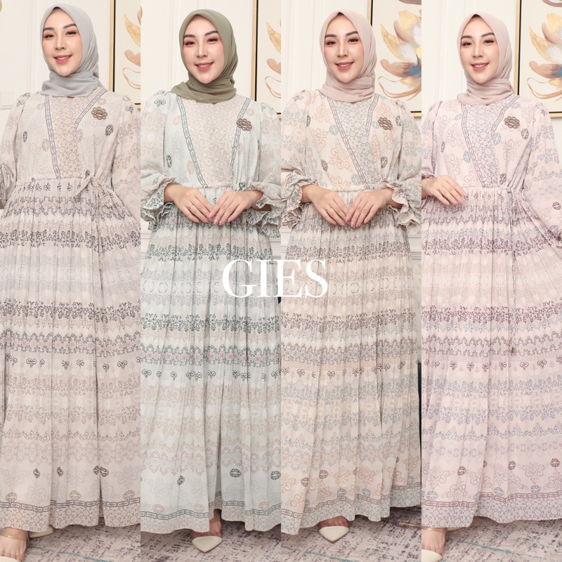 FRESYA DRESS ETNIK CERUTI MOTIF PLISKET PREMIUM | GAMIS GIES TERBARU | DRESS KONDANGAN