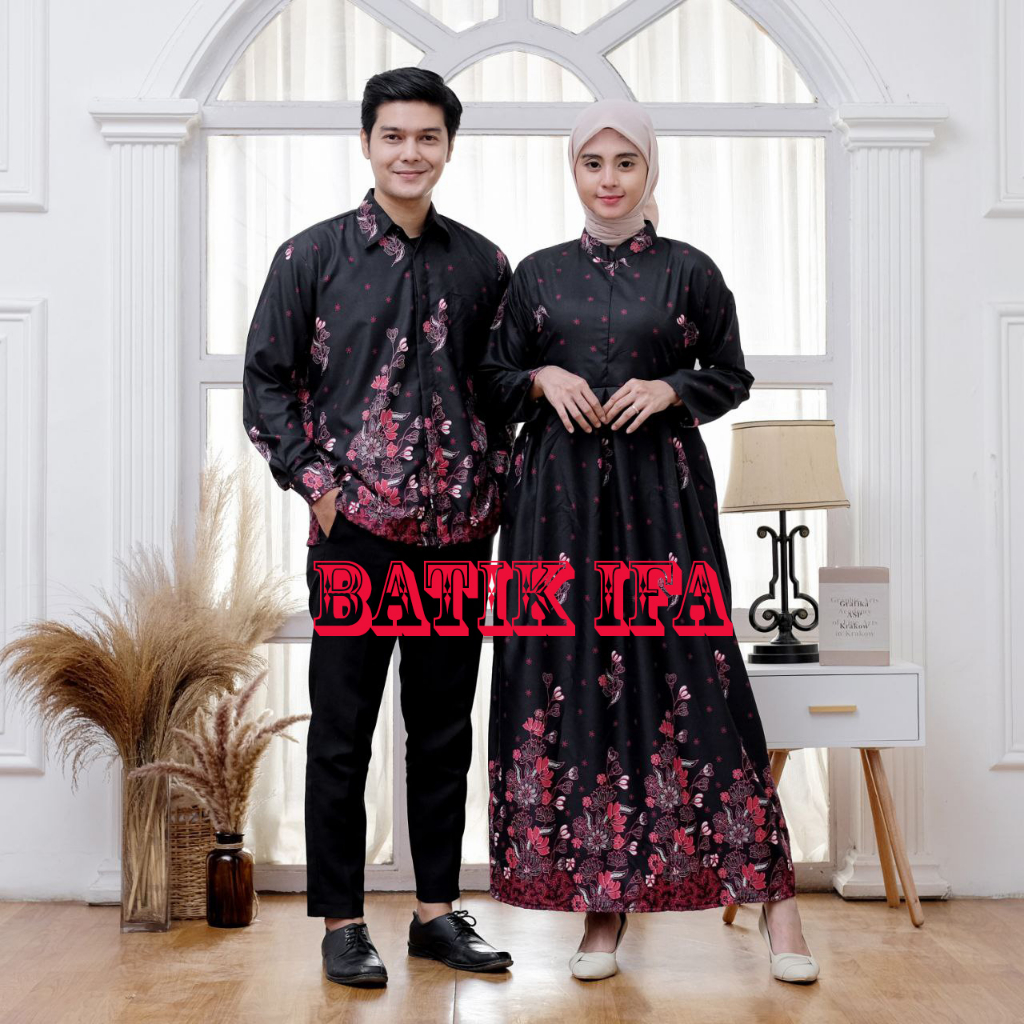 Harga Sepasang - Baju Batik Couple Kekinian - Sarimbit Batik Gamis dan Kemeja - BATIK IFA