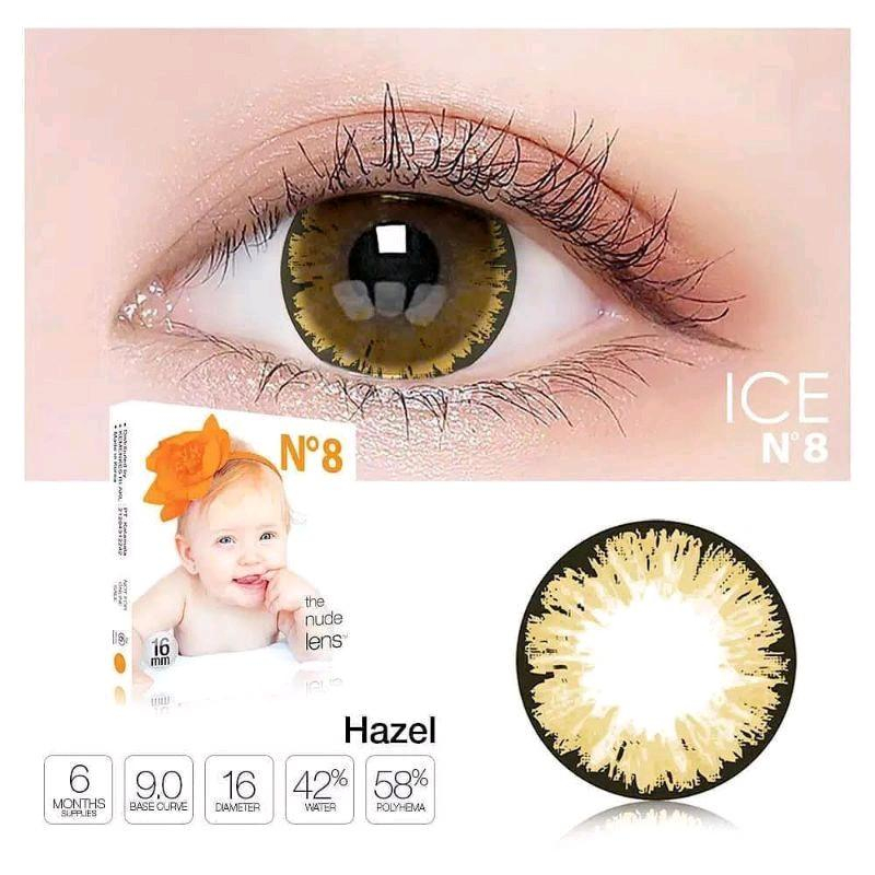 SOFLENS X2 ICE N°8 DIA 16 MM ( HAZEL BROWN ) MINUS ONLY ( -0.50 s/d - 10.00 ) FREE LENSCASE / ICE N8