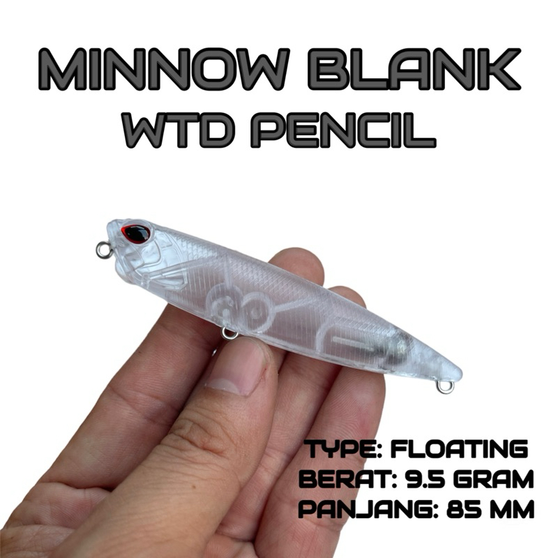 Minnow Blank WTD Pencil 85mm 9.5gram FREE MATA