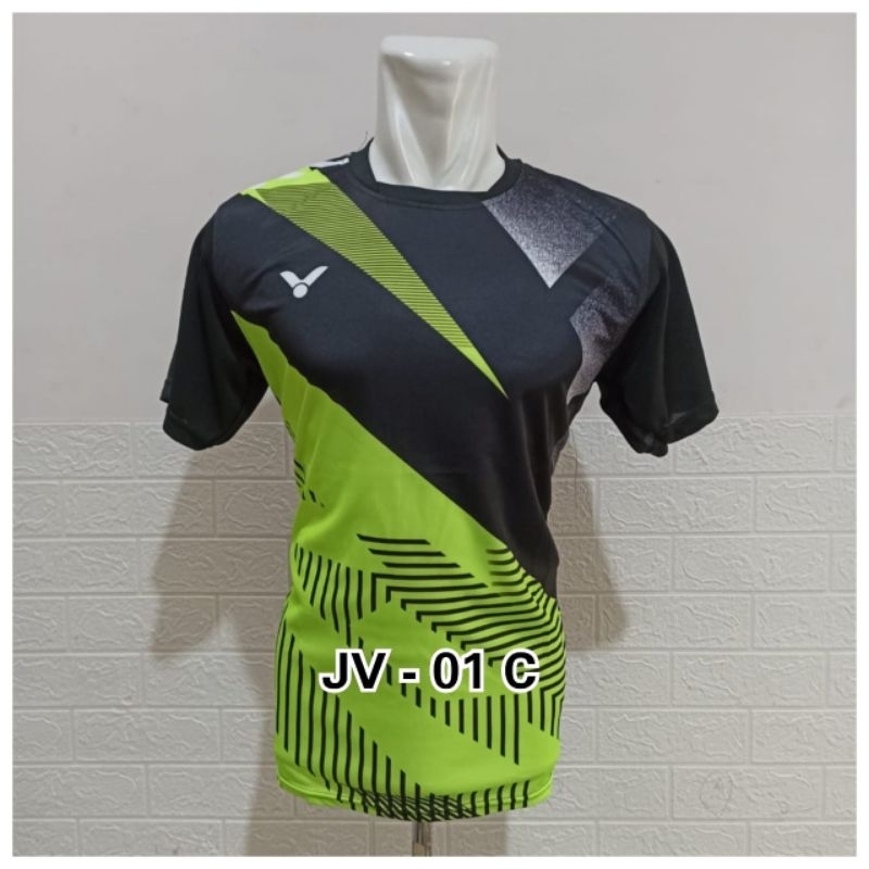 Pakaian olahraga Jersey kaos printing baju badminton Vic tor serap keringat fast dry hitam hijau