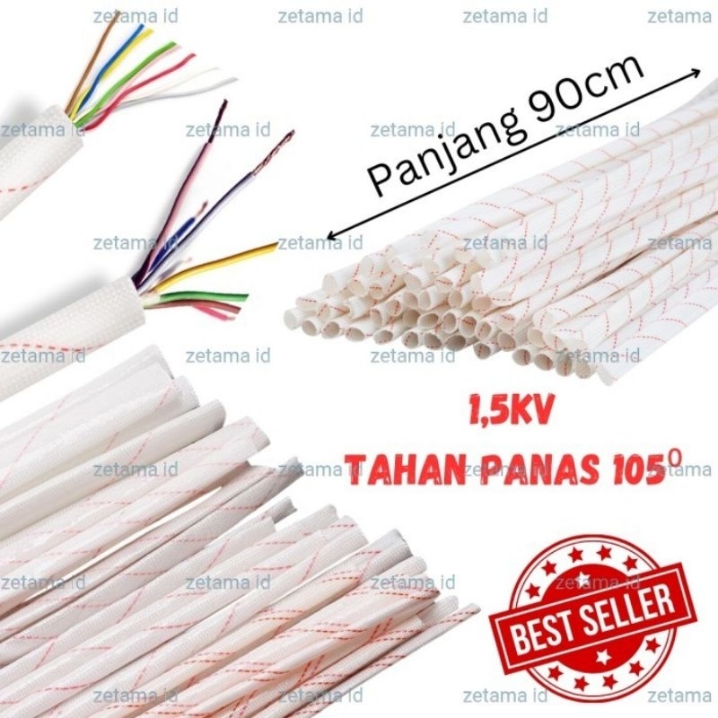 Selongsong Asbes 3 mm Fiberglass Sleeving Selang anti Panas 1 meter