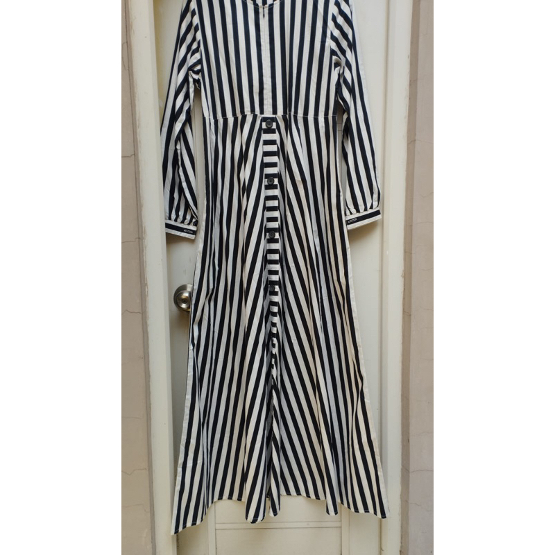 preloved gamis blaster/garis hitam putih kualitas butik