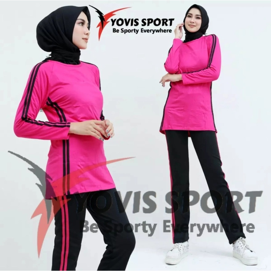 setelan olahraga yovis sport senam aerobic wanita [setelan baju lengan panjang[ sepedasportdll