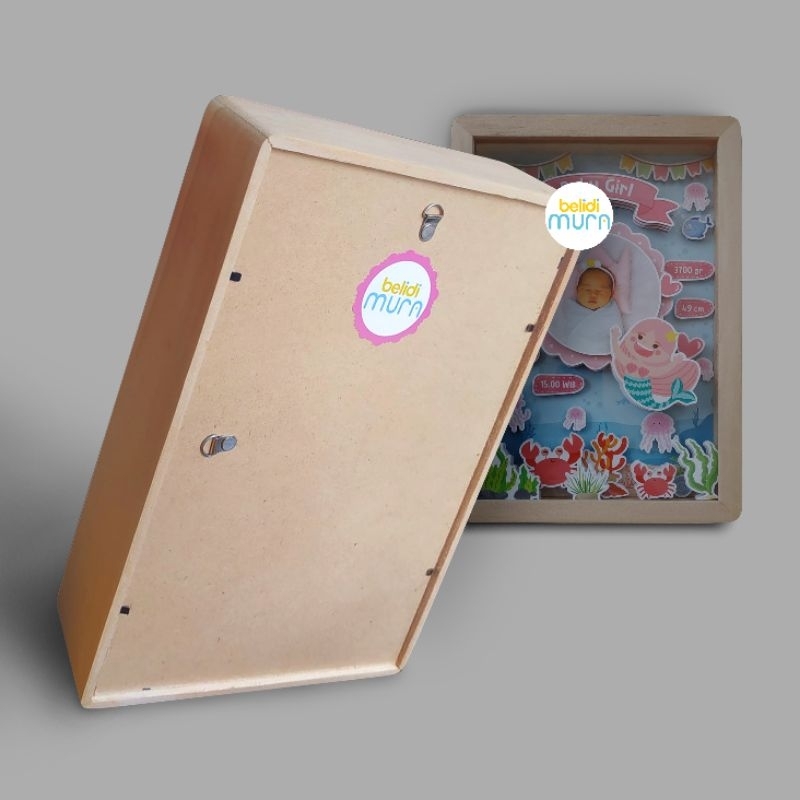 Popup frame 3d | pigora 3d lengkung antipecah | kado bayi | biodata bayi | pajangan