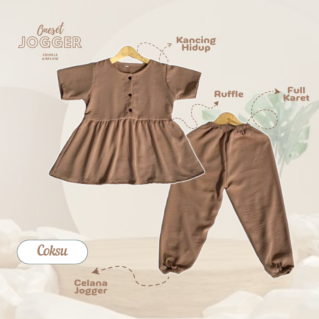 BAJU ANAK SETELAN JOGER ANAK PEREMPUAN//STELAN CRINKLE AIRFLOW