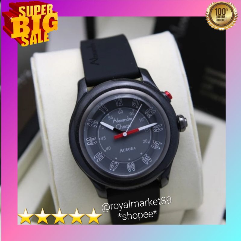 [PILIHAN WARNA LAIN GESER FOTONYA] ORI JAM TANGAN WANITA ALEXANDRE CHRISTIE ANALOG LED RUBBER STRAP 