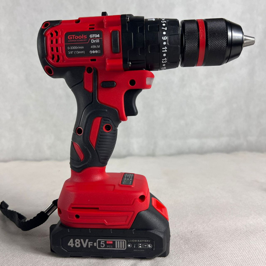 Bor cordless GTOOLS EROPA GT04 48V 13mm brushless impact drill fullset mesin bor beton besi kayu sek