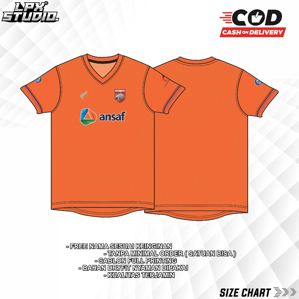 Jersey Bola Pusamania Borneo Home Away New Season 23-24 Free Name Set
