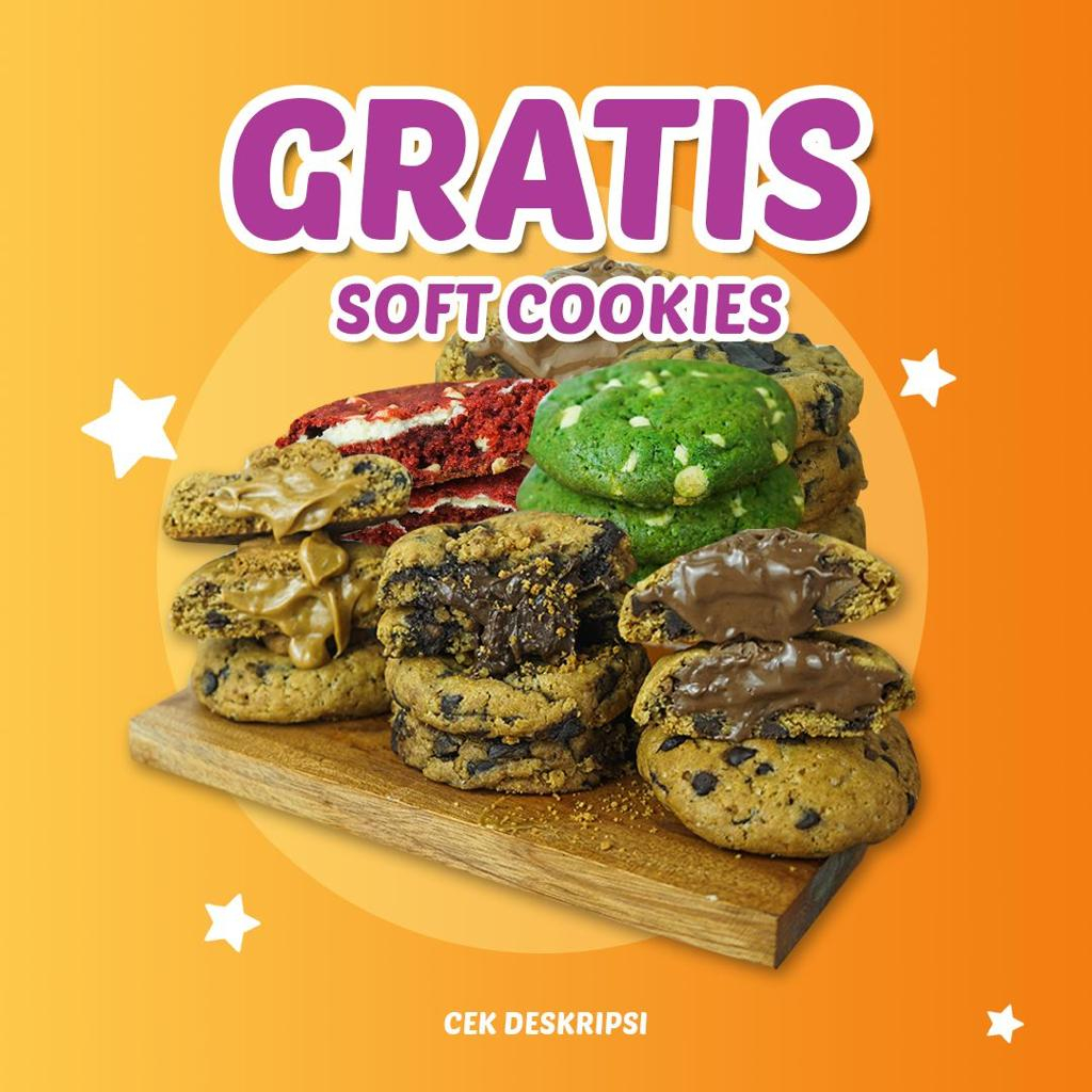 

[GRATIS SOFT COOKIES] All Soft Cookies Nutella,Cadburry,Classic,Biscoff,Matcha,Choco Crunchy,Red Velvet