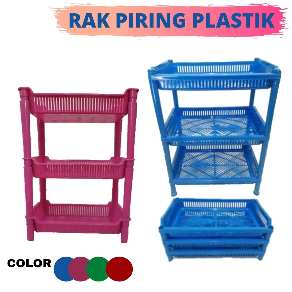 Rak Plastik 3 Susun - Rak Piring Dan Gelas