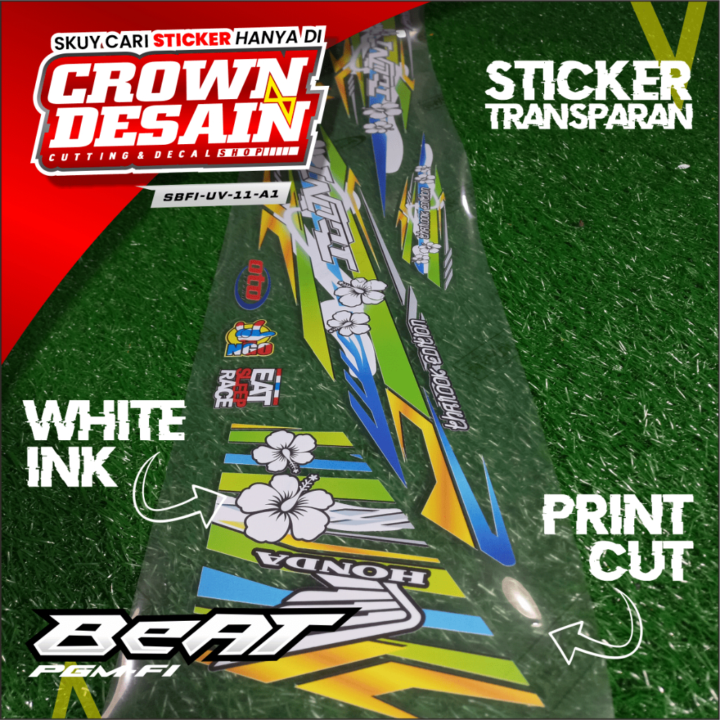 Striping Transparan Beat FI Variasi Desain - Stiker Semifull Beat FI Custom Desain - SBFI-UV