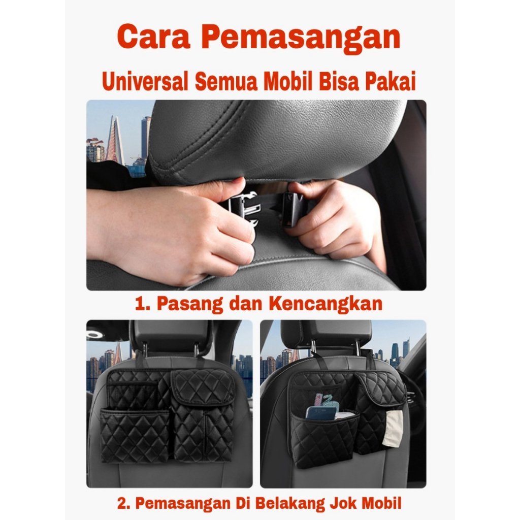 MH - TEMPAT TISSUE MOBIL KULIT GANTUNG CAR ORGANIZER BELAKANG JOK MOBIL