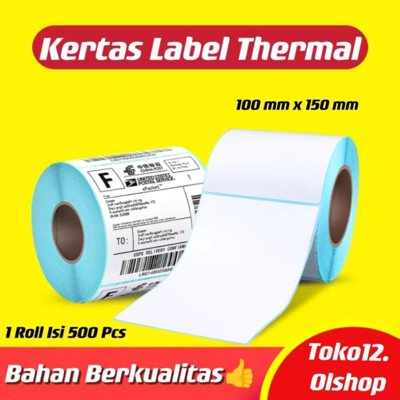 

Kertas Label Thermal 100x150 Stiker Barcode Ukuran A6⭐Toko12⭐