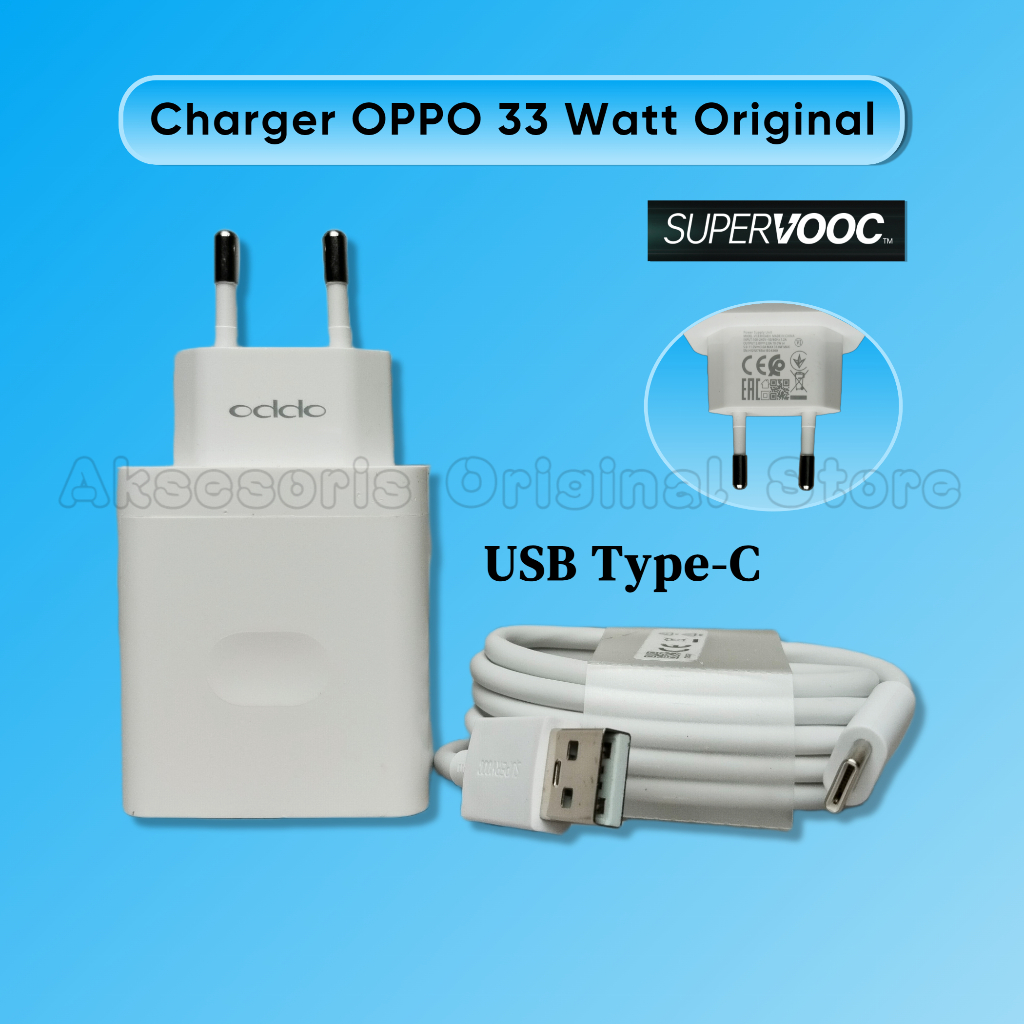 Charger Carger Casan OPPO A57e USB Type C Super VOOC Charging 33 Watt ORIGINAL 100%