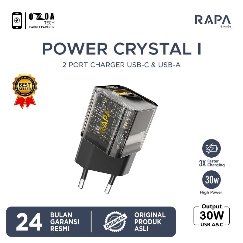 RAPA POWER CRYSTAL I QC+PD30W CHARGER (NEW) RAPA PONTIANAK