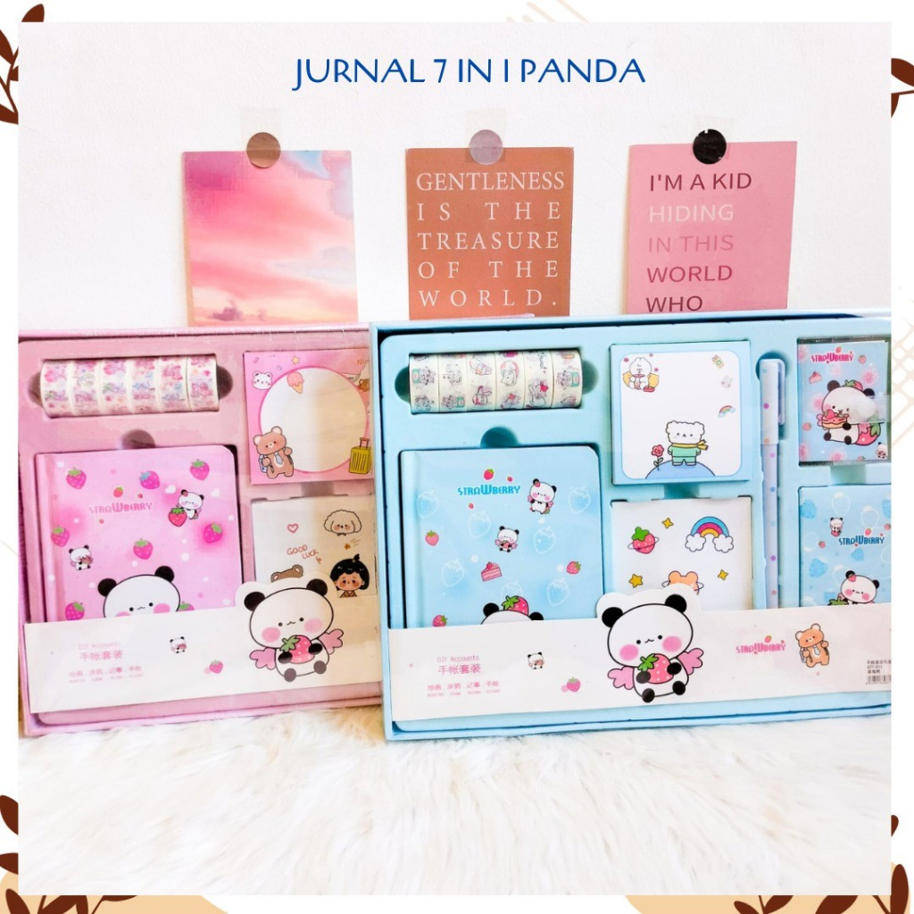 

Paket jurnal 7 in 1 Panda Free Box (solatip, buku mini, kertas bintang, sticky notes, sticker sheet, pulpen)ALAT TULIS