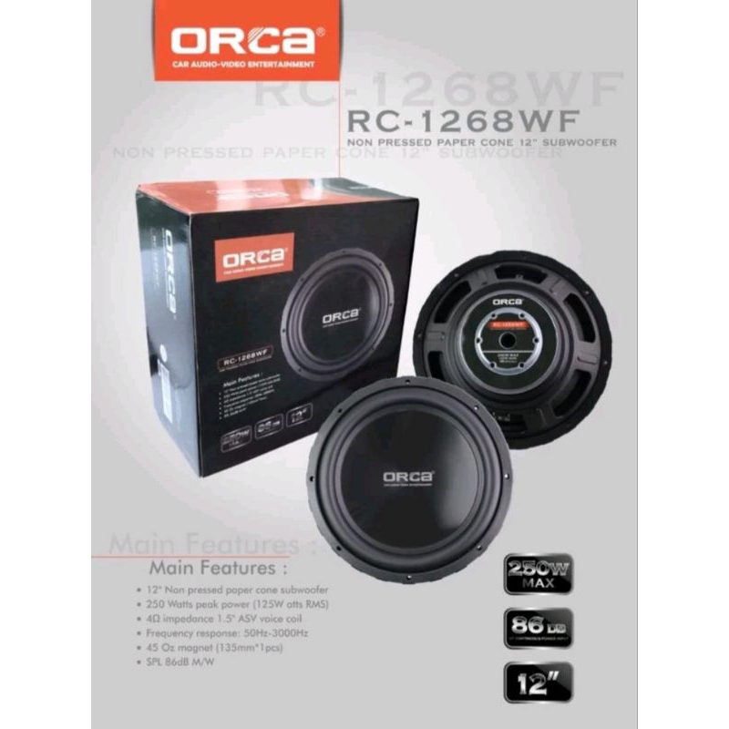 Speaker subwoofer 12in orca RC-1268WF