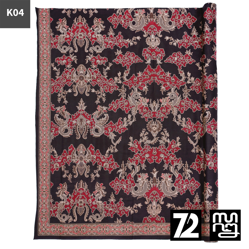 KAIN BATIK PREMIUM Bahan Katun Motif Naga Kembar Warna Hitam Ireng Black 725096 Cap 72 Jarik Jarit S