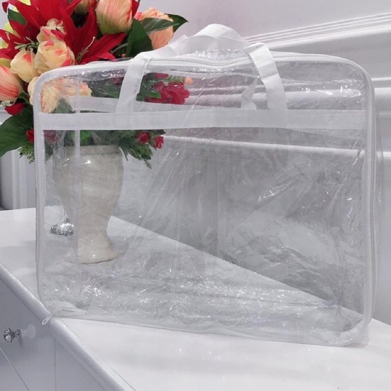 (acc ptk) Tas Selimut 40 x 25 x 10cm bening / Tas Selimut Resleting Ukuran 40 x 25 x 10cm / Tas Mika