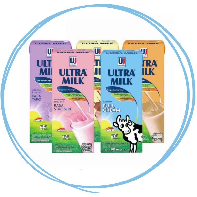 

ULTRA MILK Susu UHT Rasa Full Cream Coklat Stroberi Moka 250 Ml