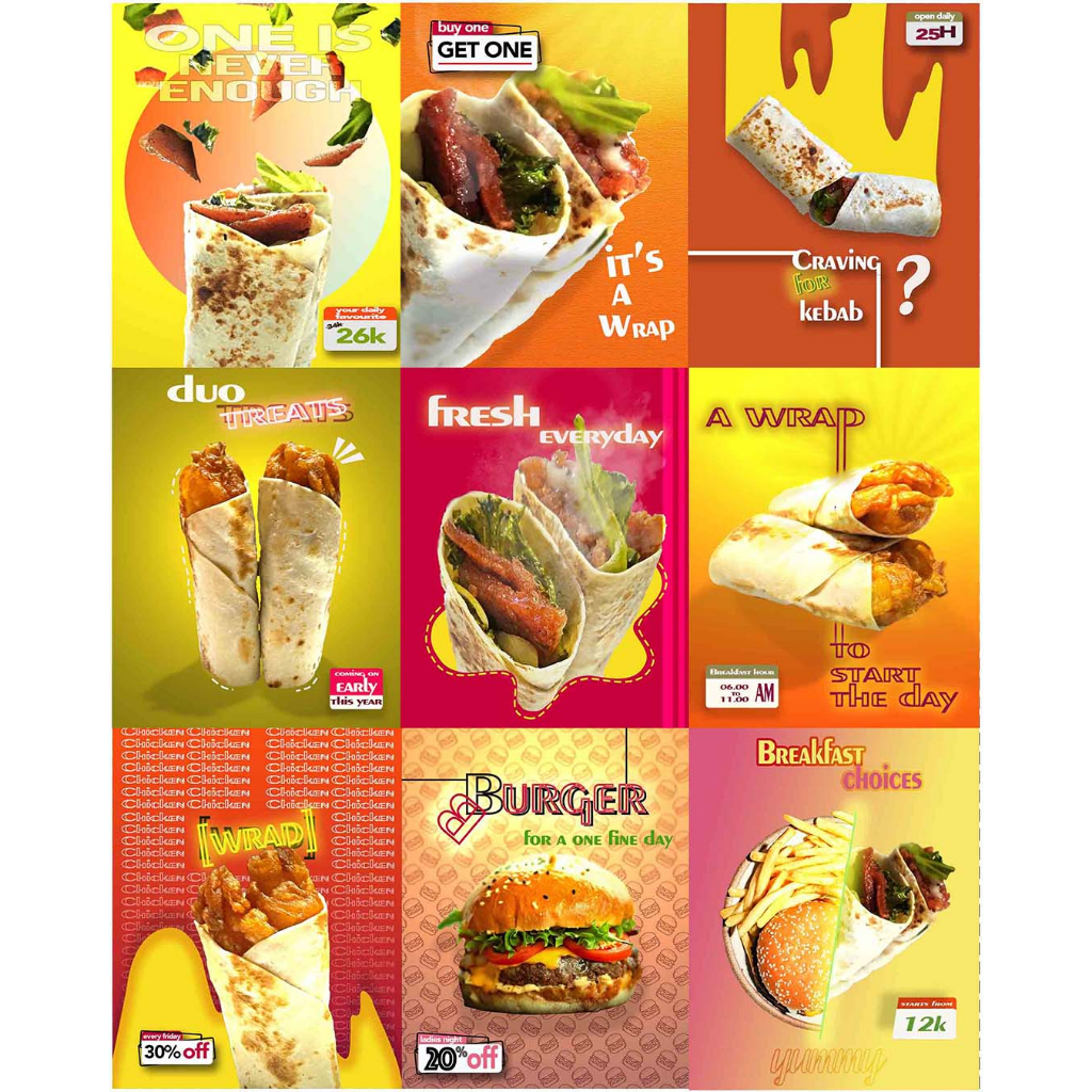 Edit foto produk makanan dengan desain grafis untuk post di sosmed
