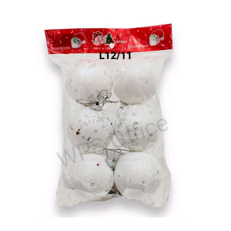 Hiasan Natal Bola Gabus Putih 6 6cm - Hiasan Natal - Dekorasi Natal - Bola Natal - L12/11